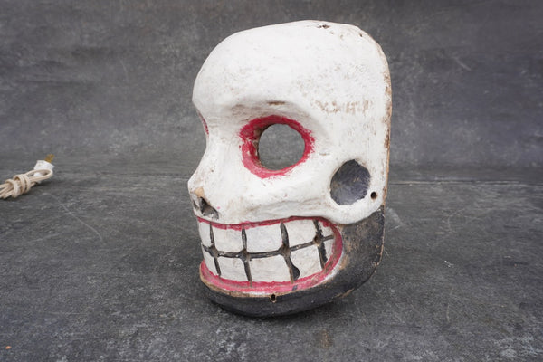 Mexican Wood Skeleton Festival Mask c. 1950s M1979