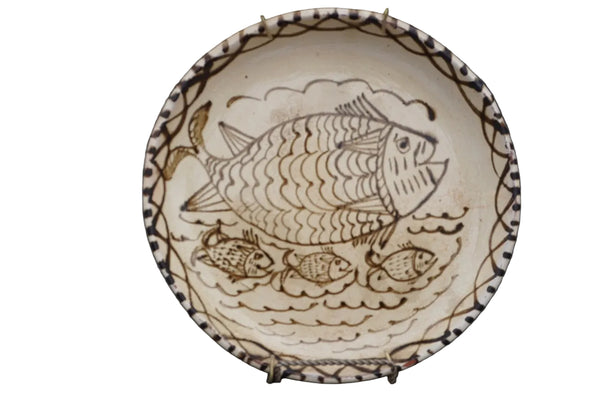 Vintage Mexican Plate from Tzintzuntzan, Fishes M1986