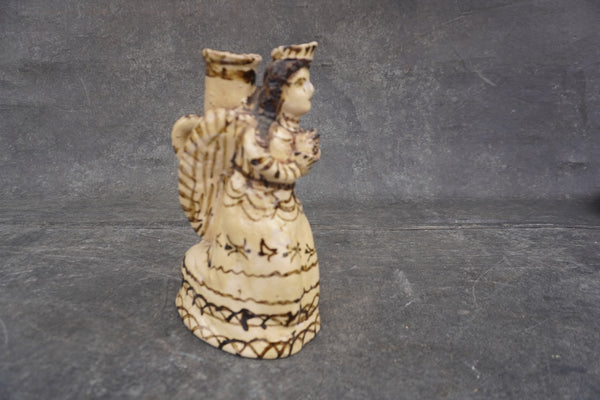 Vintage Mexican Candlestick Holder from Tzintzuntzan, Folk Art Angel M1989