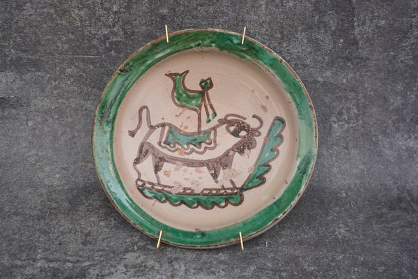 Vintage Spanish Folk Art Bowl, Bull Fight M1992
