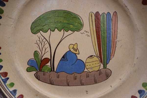 Mexican Tlaquepaque Plate, Siesta Scene M1993