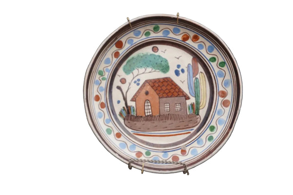 Mexican Tlaquepaque Plate, House Scene M1994