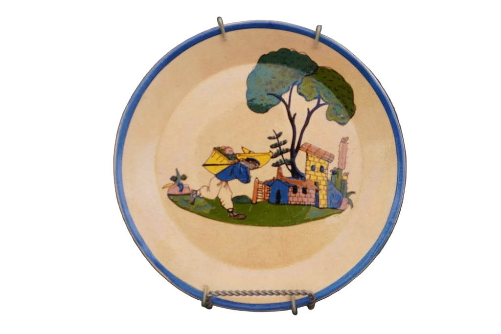 Mexican Tlaquepaque Plate, Man Carrying Basket M1996