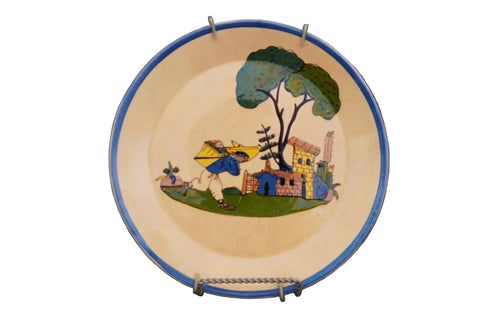 Mexican Tlaquepaque Plate, Man Carrying Basket M1996