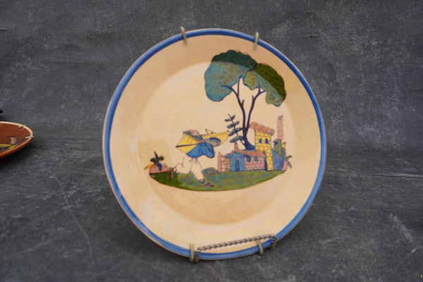 Mexican Tlaquepaque Plate, Man Carrying Basket M1996