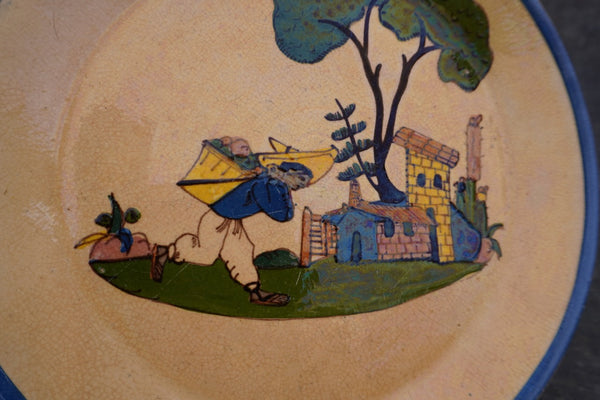 Mexican Tlaquepaque Plate, Man Carrying Basket M1996