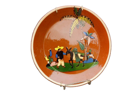 Mexican Tlaquepaque Plate, Man with Burro M1998