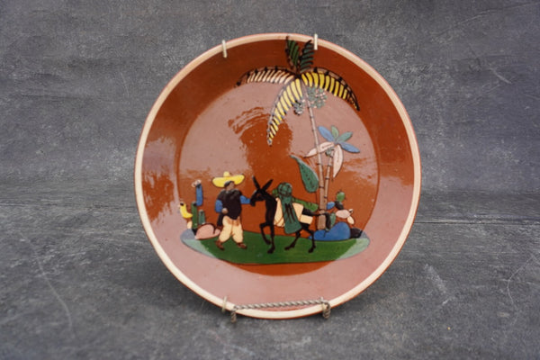 Mexican Tlaquepaque Plate, Man with Burro M1998