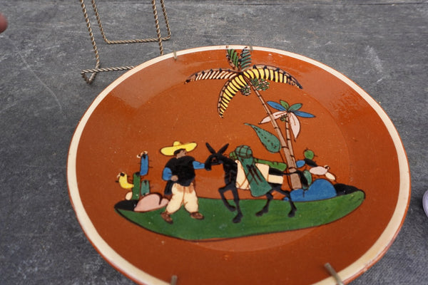 Mexican Tlaquepaque Plate, Man with Burro M1998