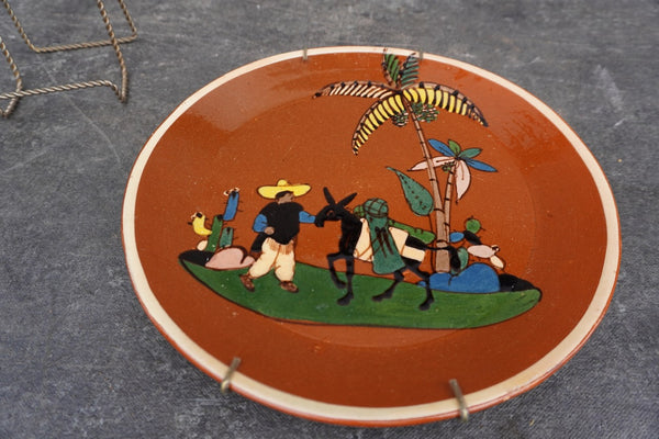 Mexican Tlaquepaque Plate, Man with Burro M1998