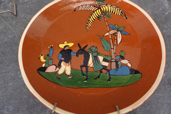 Mexican Tlaquepaque Plate, Man with Burro M1998