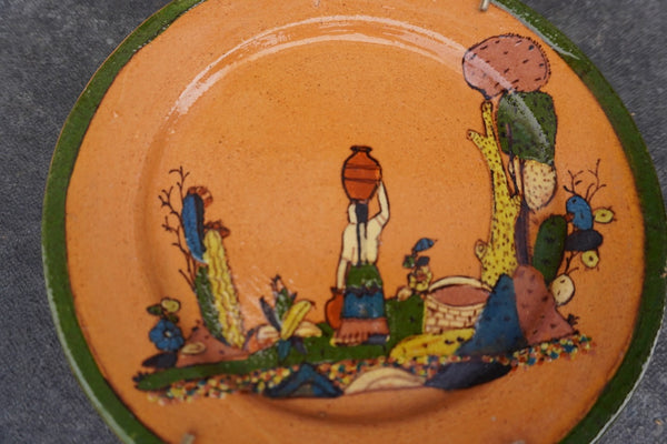 Mexican Tlaquepaque Plate, Woman Holding Pitcher M1999