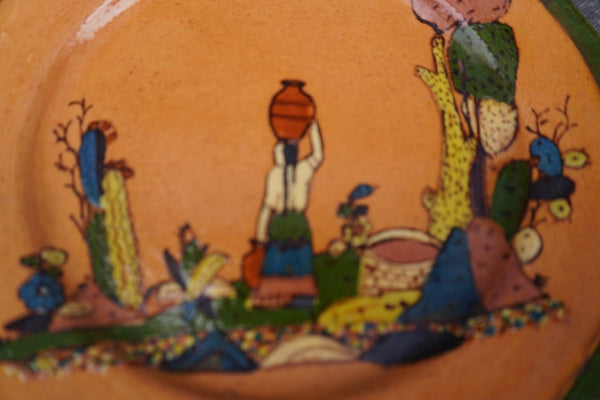 Mexican Tlaquepaque Plate, Woman Holding Pitcher M1999