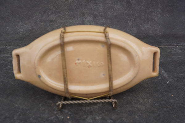 Rare Form Mexican Tlaquepaque Tray, Handled with Siesta Scene M2002