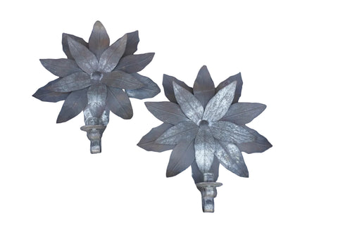 Mexican Tin Flower Candle Sconces, William Spratling Style M2026