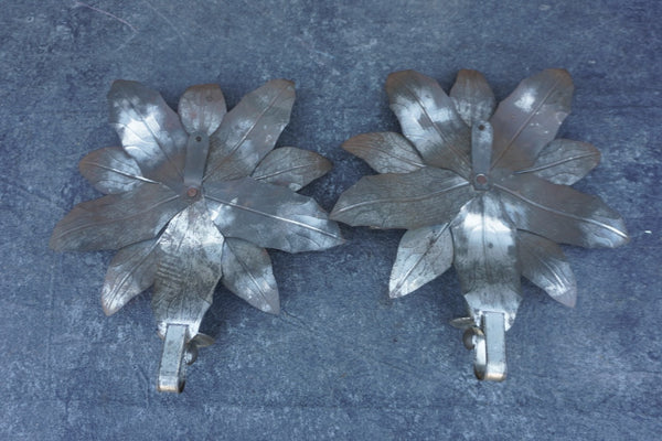 Mexican Tin Flower Candle Sconces, William Spratling Style M2026