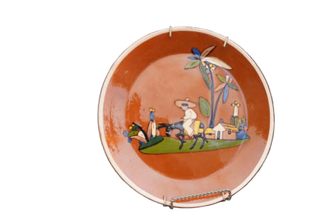 Mexican Tlaquepaque Plate, Man on Donkey M2031