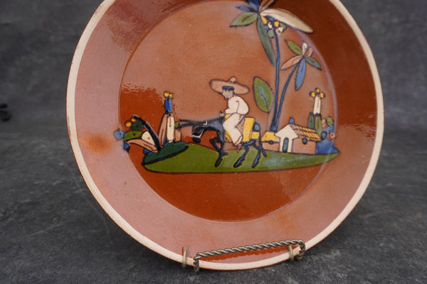 Mexican Tlaquepaque Plate, Man on Donkey M2031