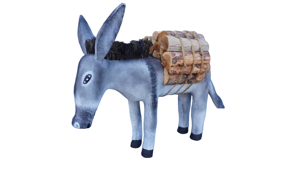 Hector Rascon Hand-Carved Wooden Burro, New Mexican Folk Art M2042