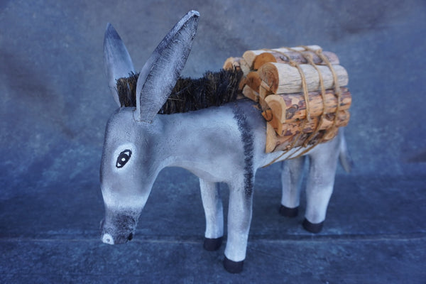 Hector Rascon Hand-Carved Wooden Burro, New Mexican Folk Art M2042