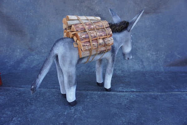 Hector Rascon Hand-Carved Wooden Burro, New Mexican Folk Art M2042