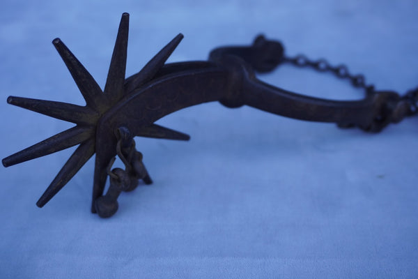 Mexican Hand forged Spurs with metal tassles Circa 1890 M2993