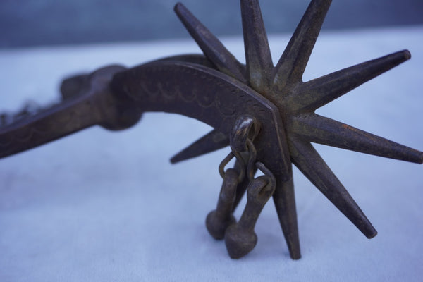 Mexican Hand forged Spurs with metal tassles Circa 1890 M2993