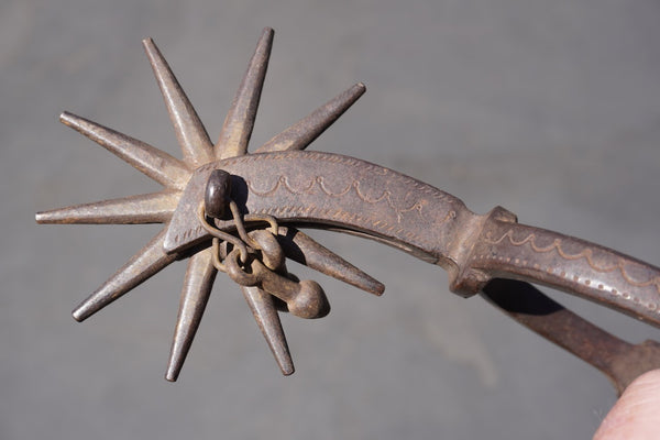 Mexican Hand forged Spurs with metal tassles Circa 1890 M2993