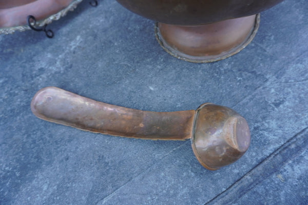 Mexican Copper Footed Punch Bowl, Tray & Ladle Set M3002