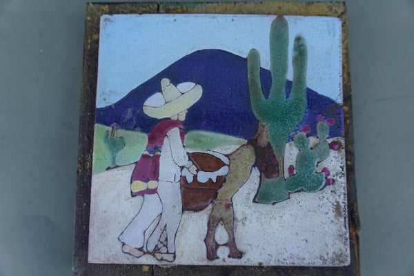 Lamosa Ladrillera Tile - Man with Donkey c 1930s M3007