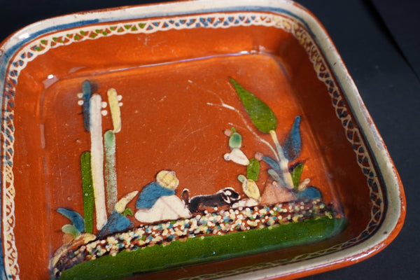 Mexican Tlaquepaque Red Glaze Oblong Baking Dish c 1930s M3021