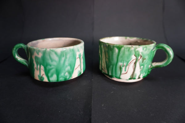 Oaxacan Dripware Pair of Mugs in Green M3028