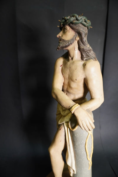 Mexican Figural Pottery:  El Señor de la Columna (Christ of the Column) c 1930s M3031