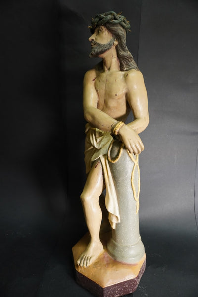 Mexican Figural Pottery:  El Señor de la Columna (Christ of the Column) c 1930s M3031