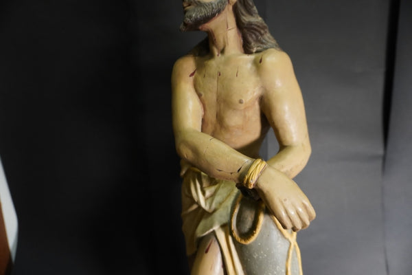 Mexican Figural Pottery:  El Señor de la Columna (Christ of the Column) c 1930s M3031