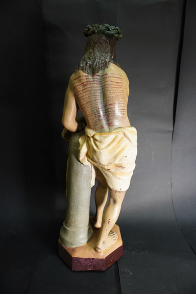 Mexican Figural Pottery:  El Señor de la Columna (Christ of the Column) c 1930s M3031