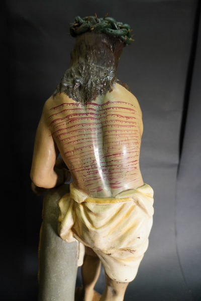 Mexican Figural Pottery:  El Señor de la Columna (Christ of the Column) c 1930s M3031