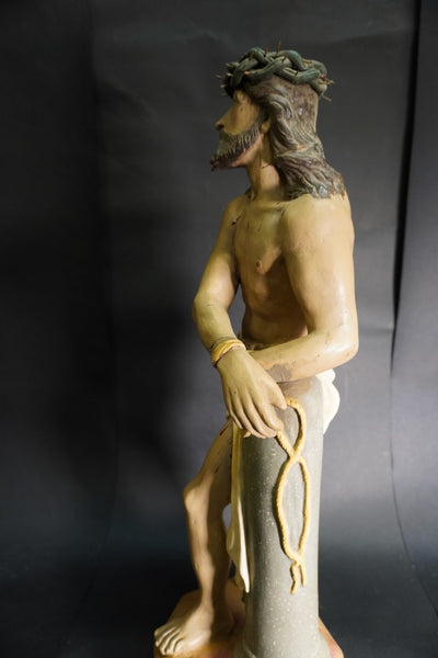 Mexican Figural Pottery:  El Señor de la Columna (Christ of the Column) c 1930s M3031