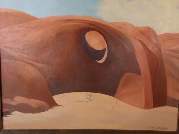 Barry Atwater -Navajo Sheep, Monument Valley - New Mexican Landscape 1930s - Oil on Canvas P3051