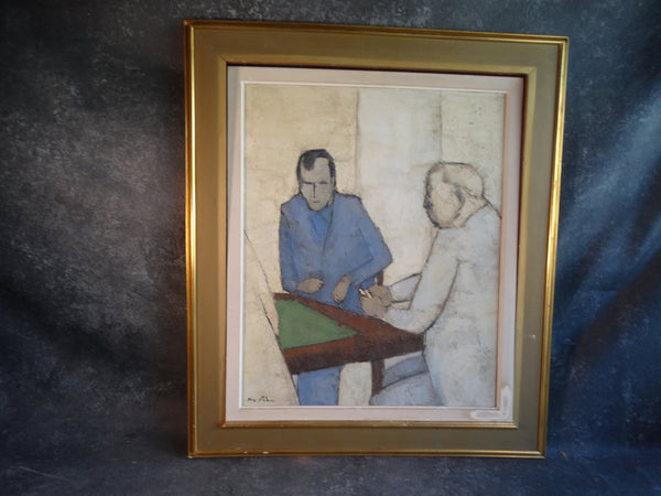 Max Fabre (1928-2021 )Two Men at a Table - Modernist Painting c 1959 P3125