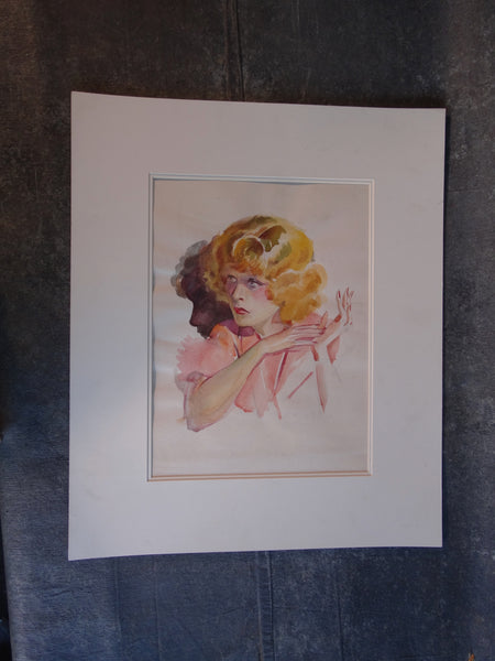 Will Graven - Watercolor of a Jean Harlow-esque 1930s Film Star - P3129