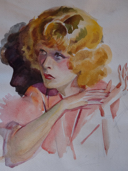 Will Graven - Watercolor of a Jean Harlow-esque 1930s Film Star - P3129