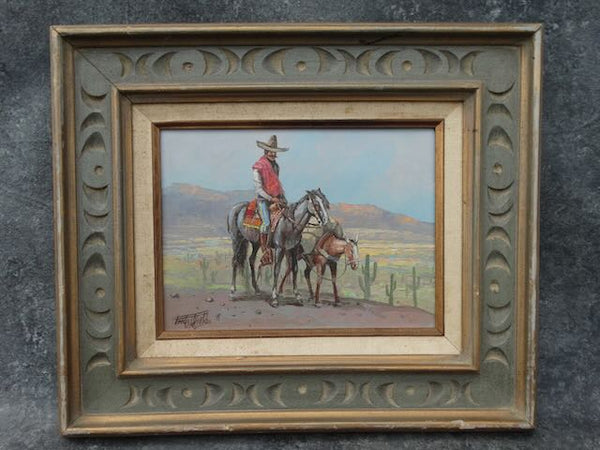 Fred Oldfield - Mexican Cowboy Riding Out With HIs Packhorse c 1971 P3139