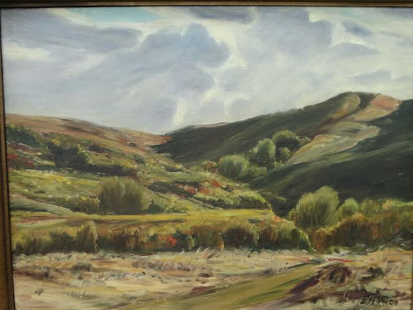 Elizabeth Howen (1903-1985) - (untitled ) Arid Hill Country Landscape - Oil on Board P3155