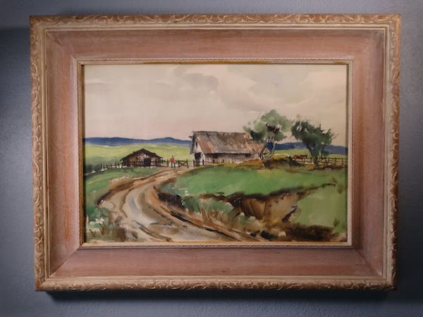 Edward O Kiechle Watercolor California Landscape Bend in Road  P3175