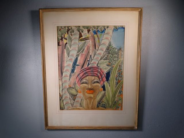 Ted Shore 1932 Mixed Media Tropical Still Life Portrait P3179b