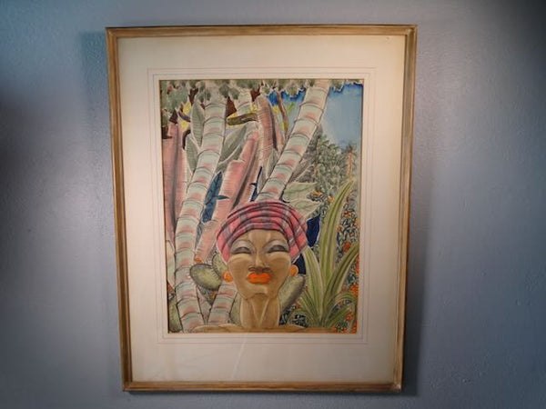 Ted Shore 1932 Mixed Media Tropical Still Life Portrait P3179b