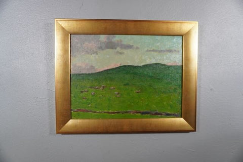 Frank Tolles Chamberlin (1873-1961) - Sheep Grazing on a Hillside Oil on Board P3213