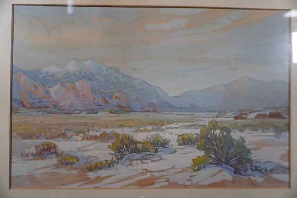 Charles Putnam Safford Snow on the Ground: Desert Landscape Oil on Board 1930s P3226