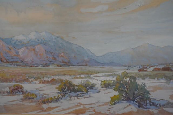 Charles Putnam Safford Snow on the Ground: Desert Landscape Oil on Board 1930s P3226